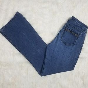 NYDJ High Waist Flare Jeans Studded Lift Tuck